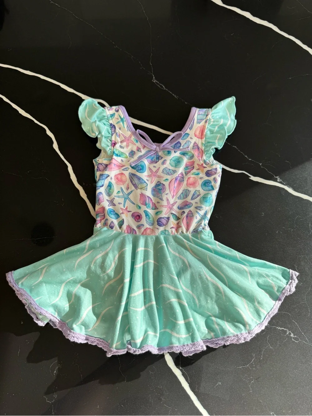 Girls Sea Shell Ballet Dress Costume - Mint & Pastel Print